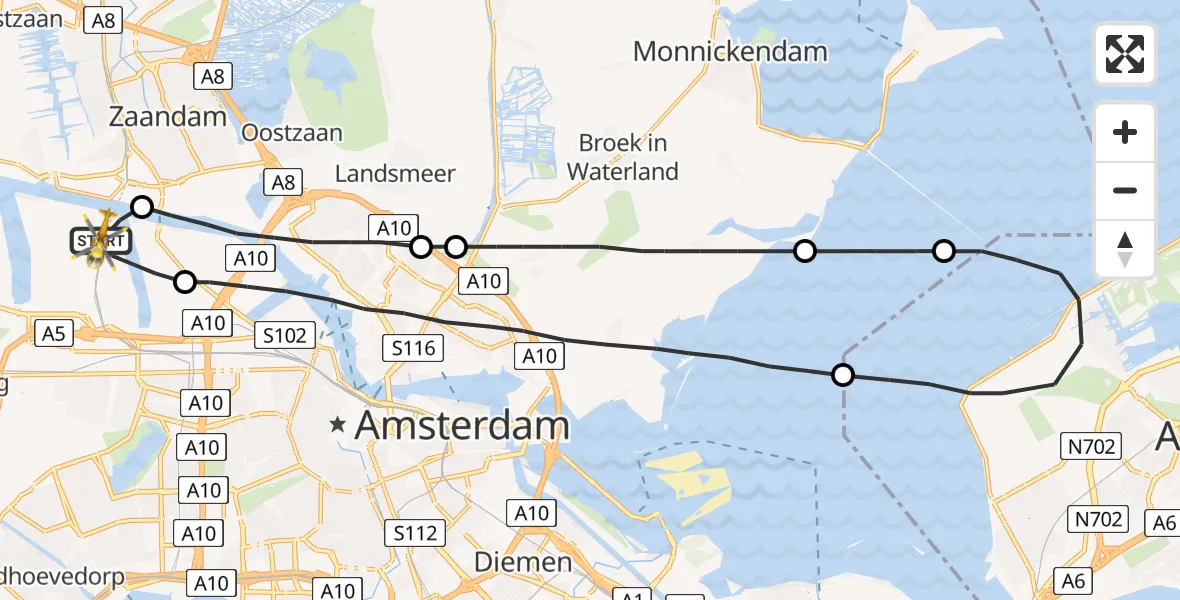 Vluchtroute Traumahelikopter Amsterdam Heliport - Amsterdam Heliport, 20 september 2023, 14:55