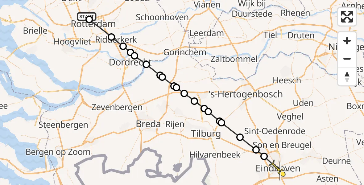 Routekaart van de vlucht: Lifeliner 2 naar Eindhoven