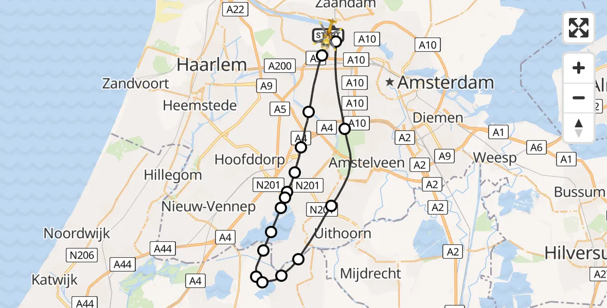 Vluchtroute Traumahelikopter Amsterdam Heliport - Amsterdam Heliport, 20 september 2023, 17:15