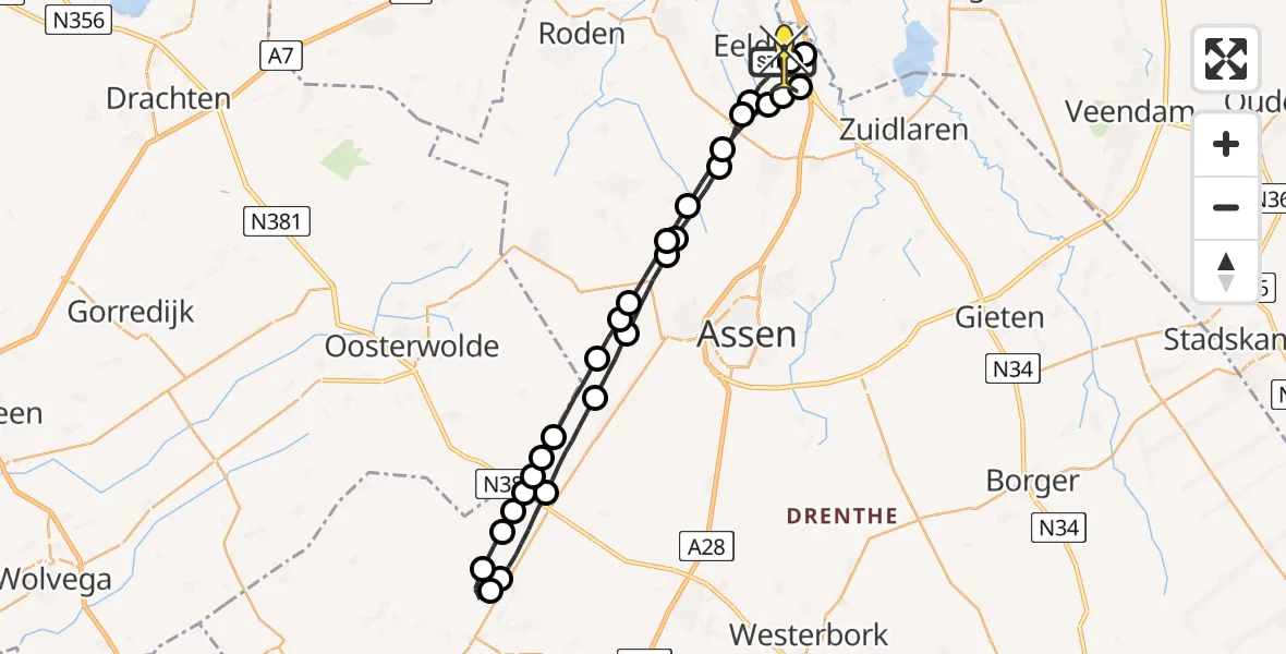 Routekaart van de vlucht: Lifeliner 4 naar Groningen Airport Eelde