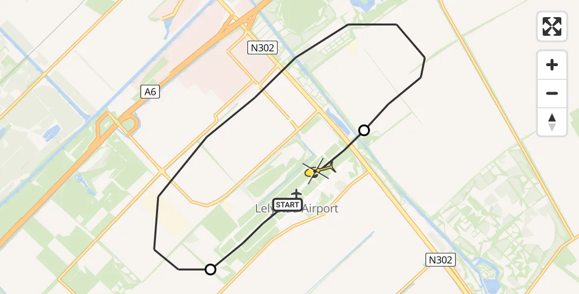 Routekaart van de vlucht: Traumaheli naar Lelystad Airport