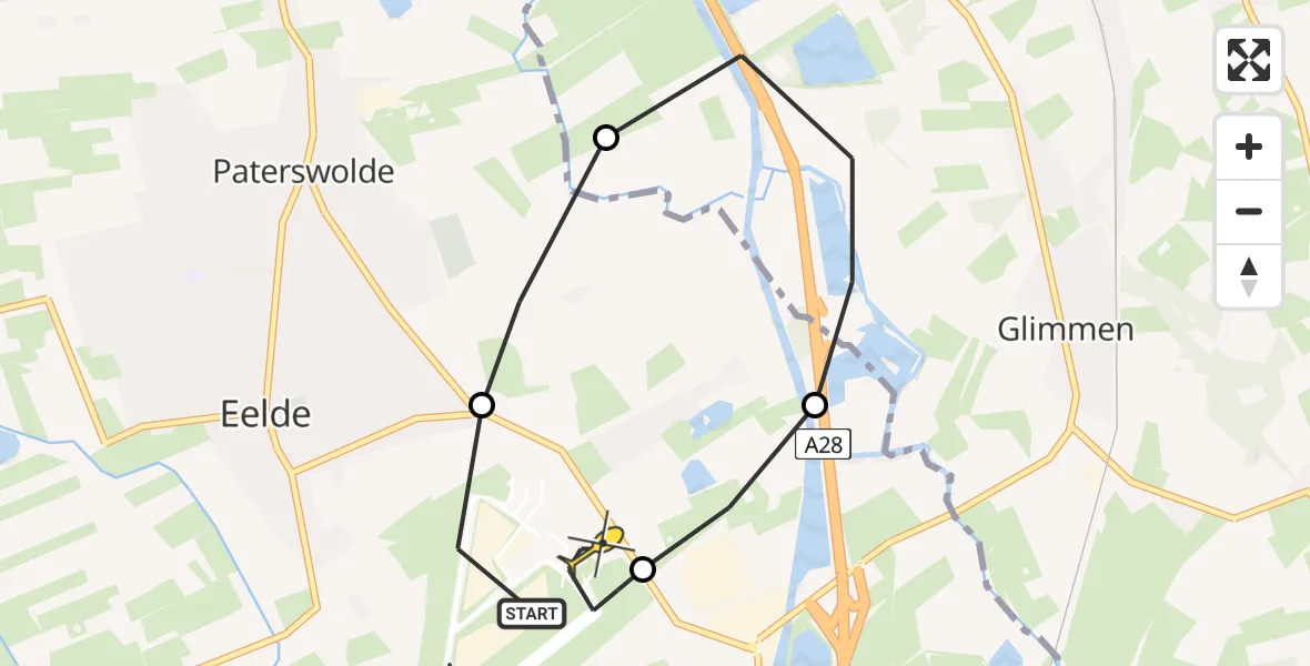 Routekaart van de vlucht: Lifeliner 4 naar Groningen Airport Eelde