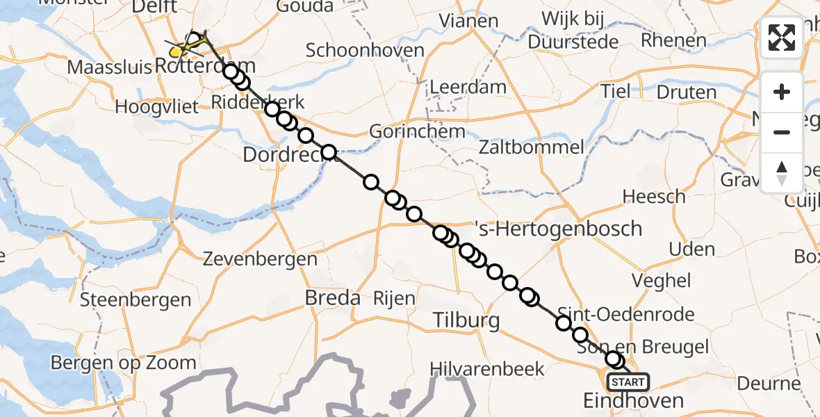 Routekaart van de vlucht: Lifeliner 2 naar Rotterdam The Hague Airport