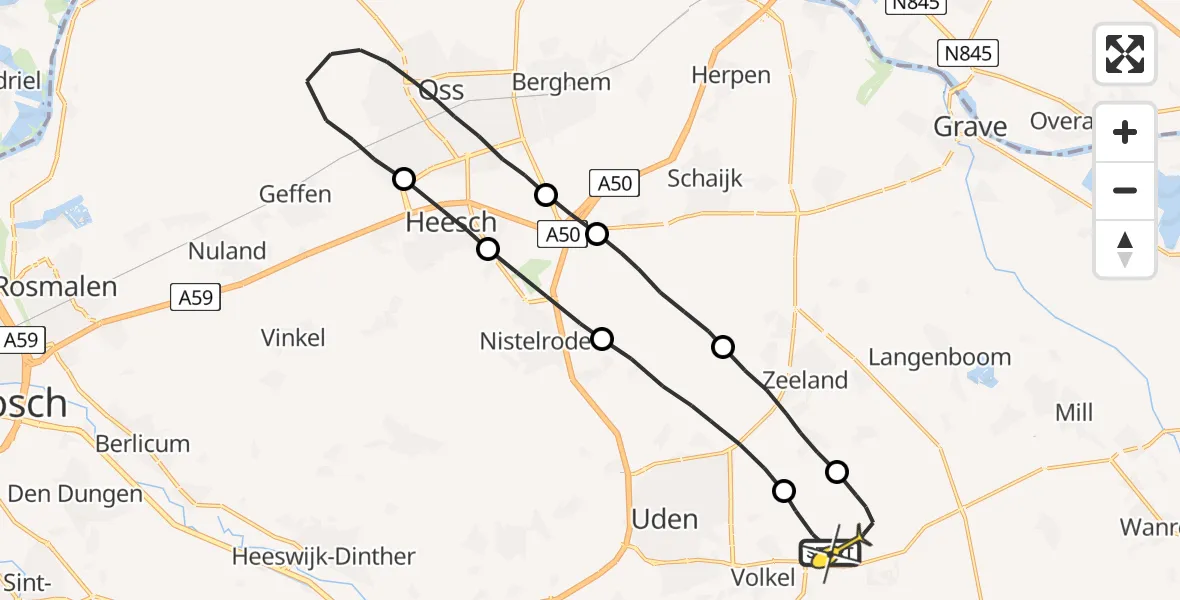 Routekaart van de vlucht: Lifeliner 3 naar Vliegbasis Volkel