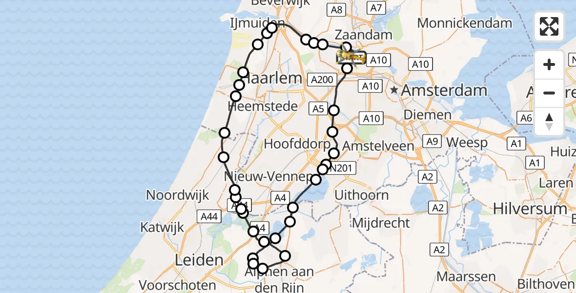 Vluchtroute Traumahelikopter Amsterdam Heliport - Amsterdam Heliport, 21 september 2023, 05:17