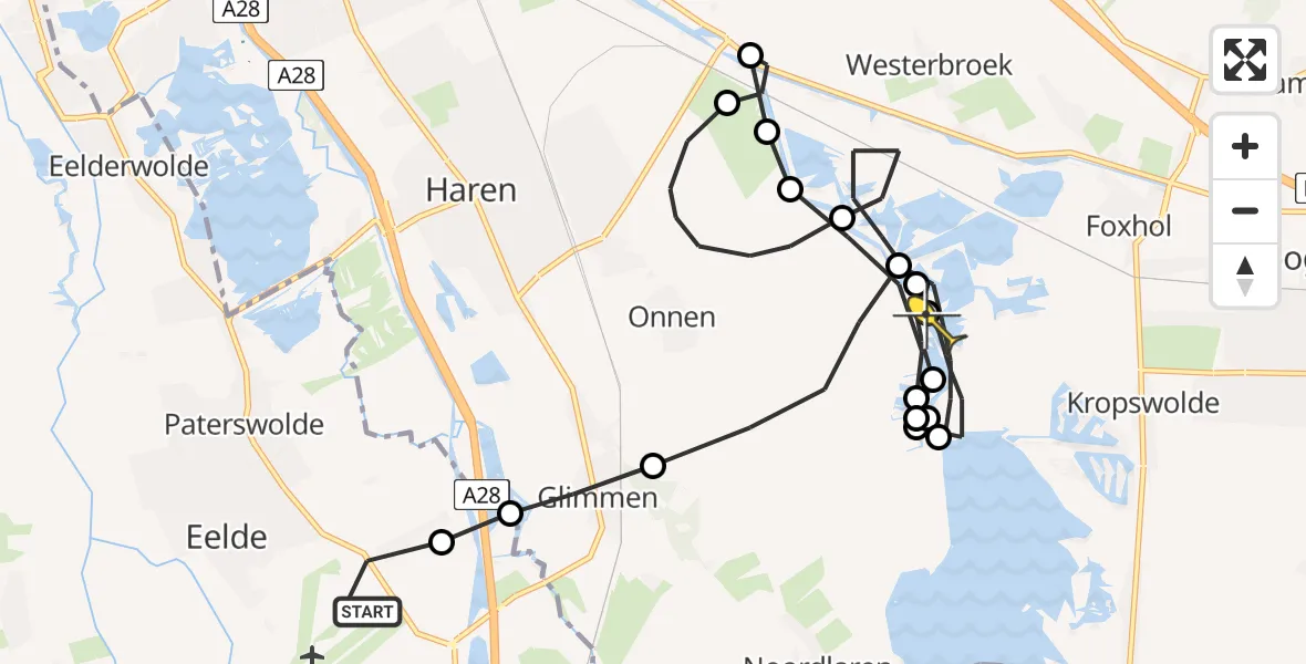 Routekaart van de vlucht: Lifeliner 4 naar Kropswolde