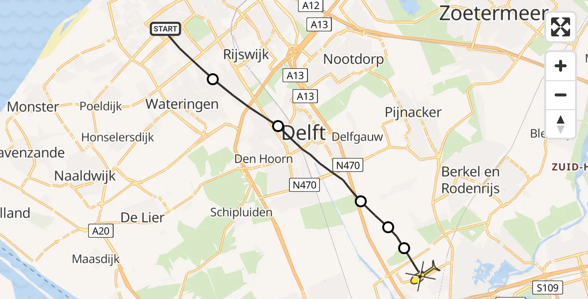 Routekaart van de vlucht: Lifeliner 2 naar Rotterdam The Hague Airport