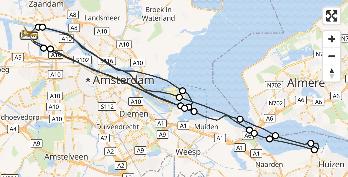 Vluchtroute Traumahelikopter Amsterdam Heliport - Amsterdam Heliport, 21 september 2023, 10:28