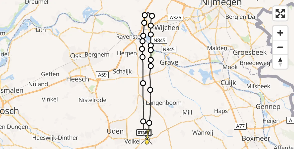 Routekaart van de vlucht: Lifeliner 3 naar Vliegbasis Volkel