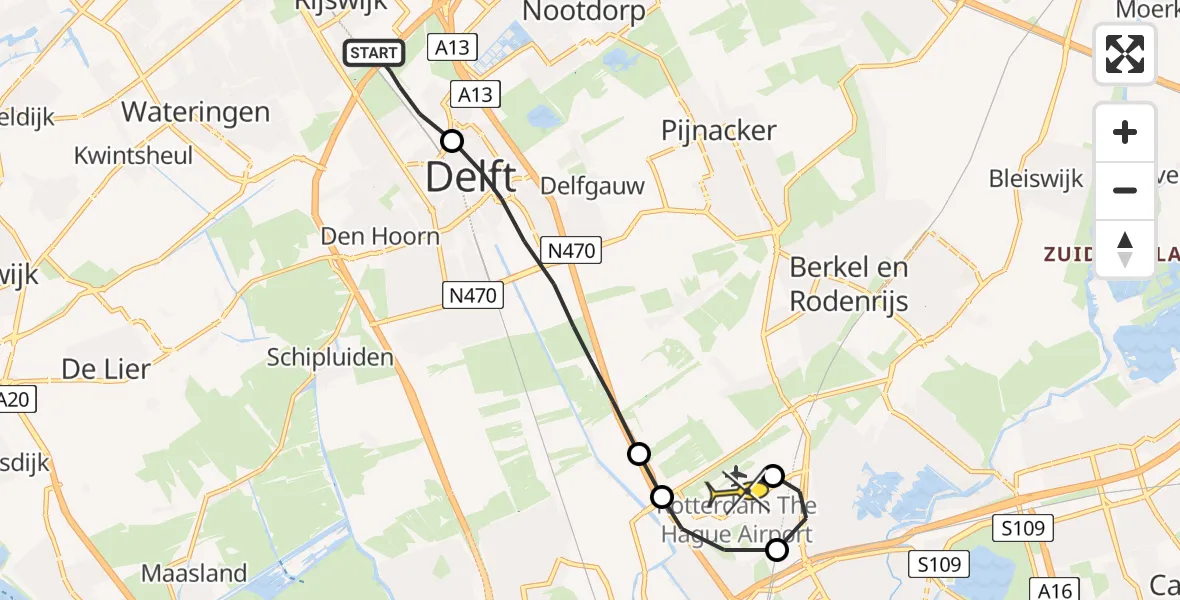 Routekaart van de vlucht: Lifeliner 2 naar Rotterdam The Hague Airport