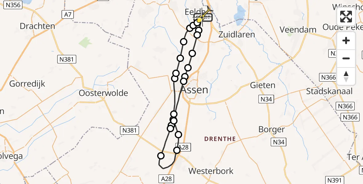 Routekaart van de vlucht: Lifeliner 4 naar Groningen Airport Eelde