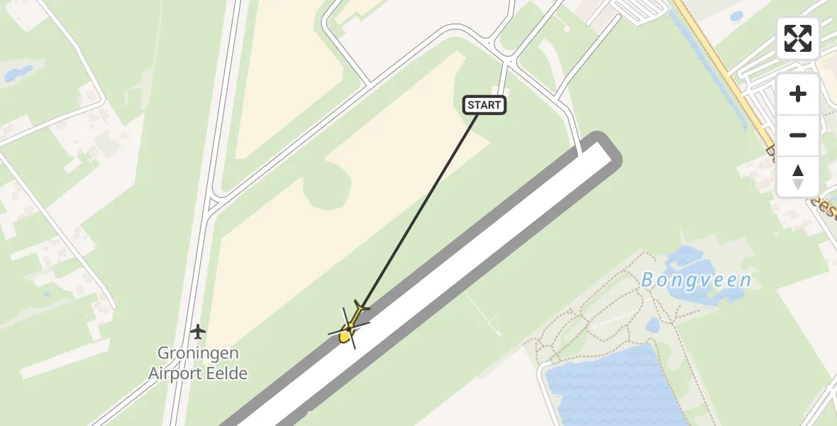 Routekaart van de vlucht: Traumahelikopter naar Groningen Airport Eelde