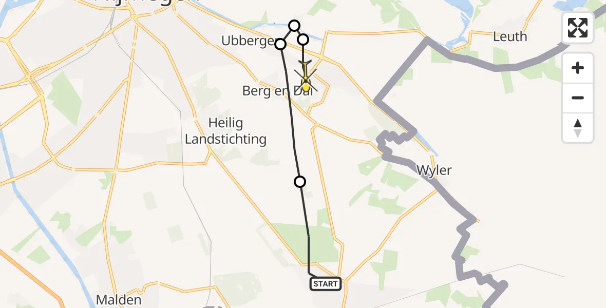 Routekaart van de vlucht: Lifeliner 3 naar Beek