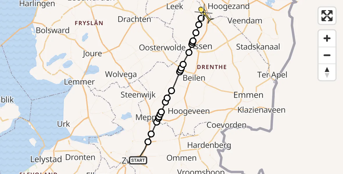 Routekaart van de vlucht: Lifeliner 4 naar Groningen Airport Eelde