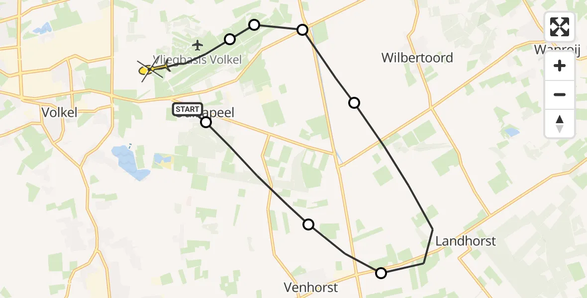 Routekaart van de vlucht: Lifeliner 3 naar Vliegbasis Volkel