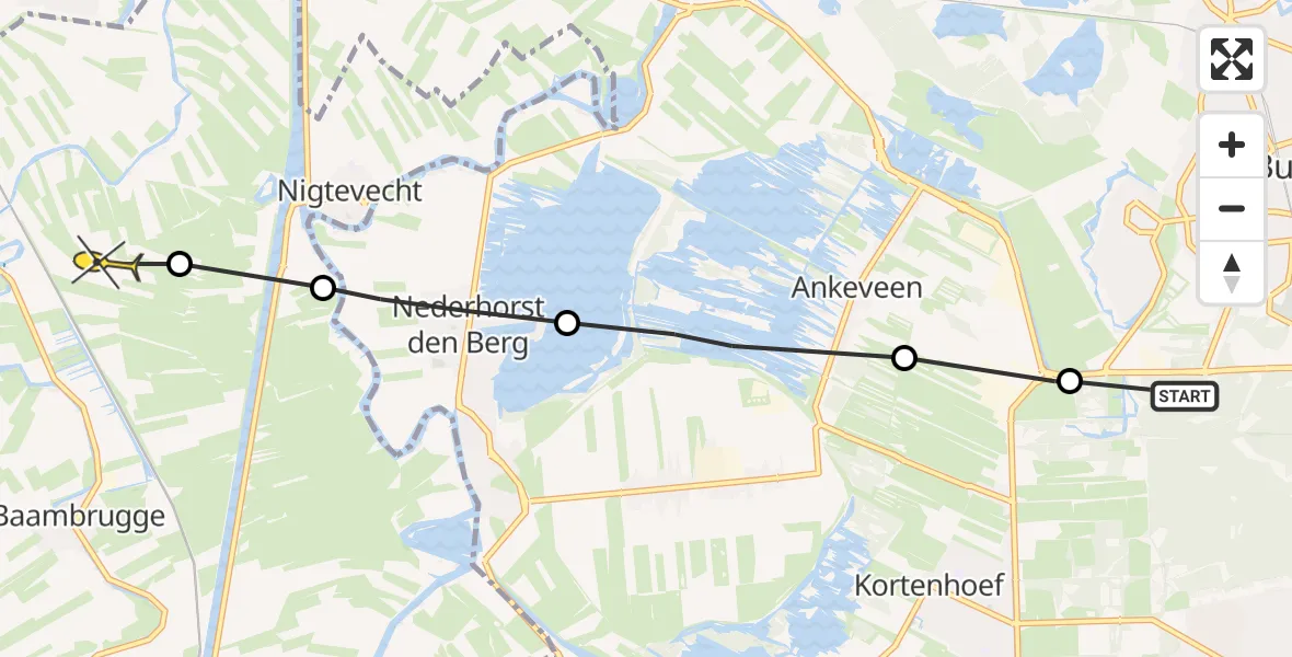 Routekaart van de vlucht: Politieheli naar Abcoude