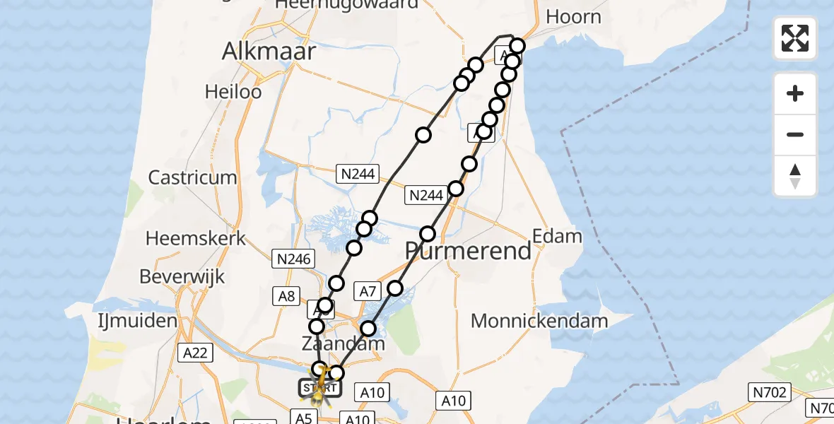 Vluchtroute Traumahelikopter Amsterdam Heliport - Amsterdam Heliport, 22 september 2023, 06:31