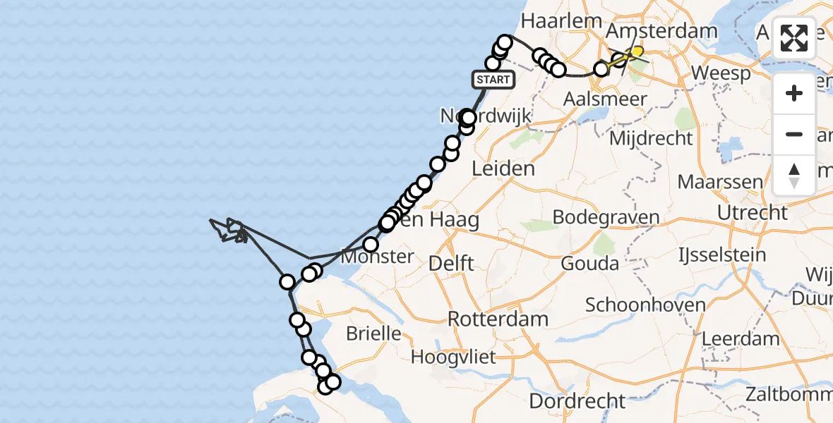 Routekaart van de vlucht: Politieheli naar Badhoevedorp