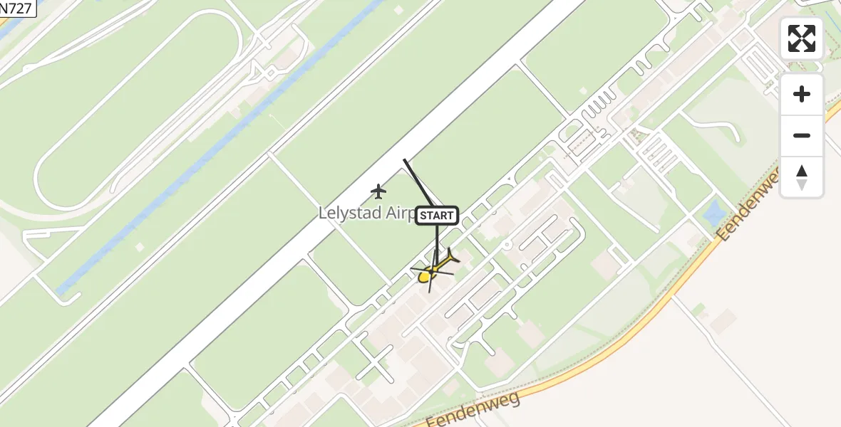 Routekaart van de vlucht: Traumahelikopter naar Lelystad Airport