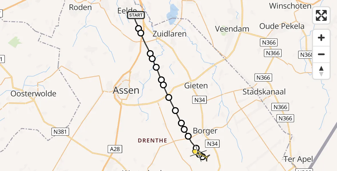 Routekaart van de vlucht: Lifeliner 4 naar Eesergroen
