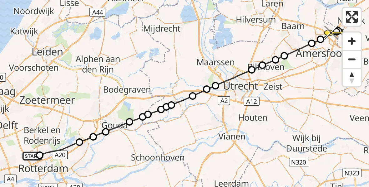 Routekaart van de vlucht: Lifeliner 2 naar Amersfoort