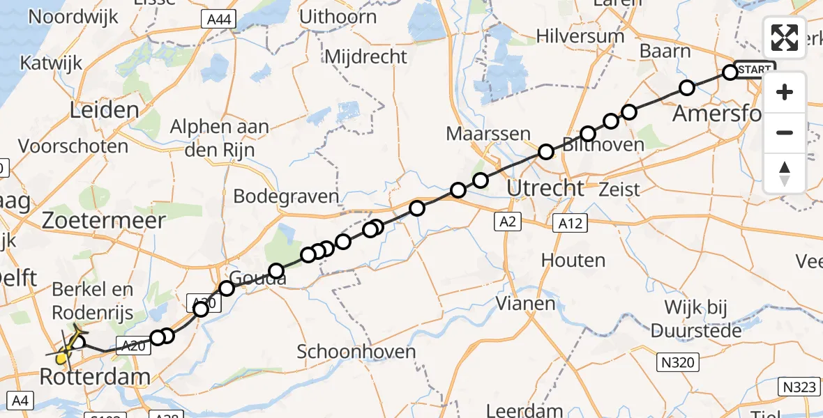 Routekaart van de vlucht: Lifeliner 2 naar Rotterdam The Hague Airport