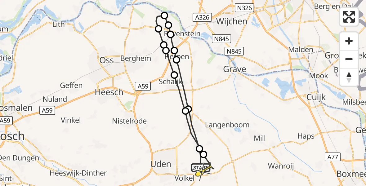 Routekaart van de vlucht: Lifeliner 3 naar Vliegbasis Volkel