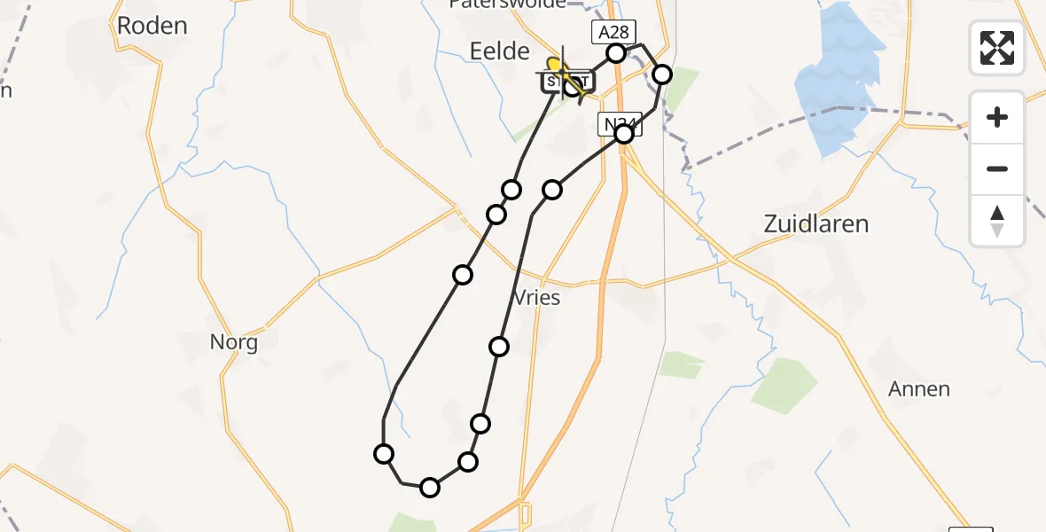 Routekaart van de vlucht: Lifeliner 4 naar Groningen Airport Eelde