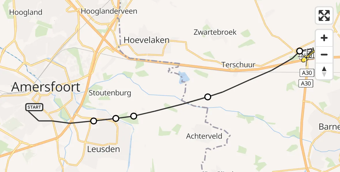 Routekaart van de vlucht: Lifeliner 1 naar Voorthuizen