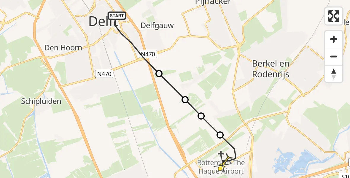 Routekaart van de vlucht: Lifeliner 2 naar Rotterdam The Hague Airport