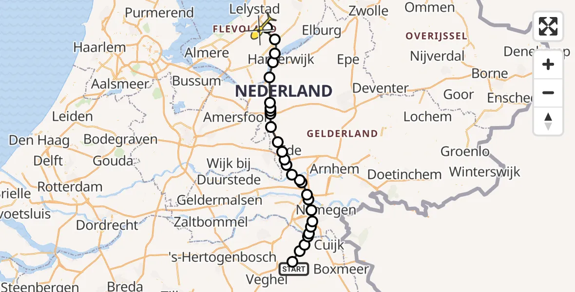 Routekaart van de vlucht: Lifeliner 3 naar Lelystad Airport