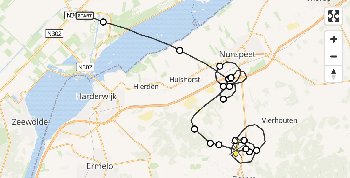 Routekaart van de vlucht: Traumaheli naar Elspeet