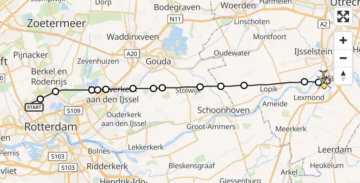 Routekaart van de vlucht: Lifeliner 2 naar Vianen