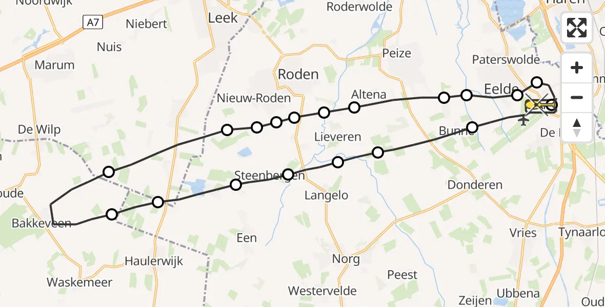 Routekaart van de vlucht: Lifeliner 4 naar Groningen Airport Eelde
