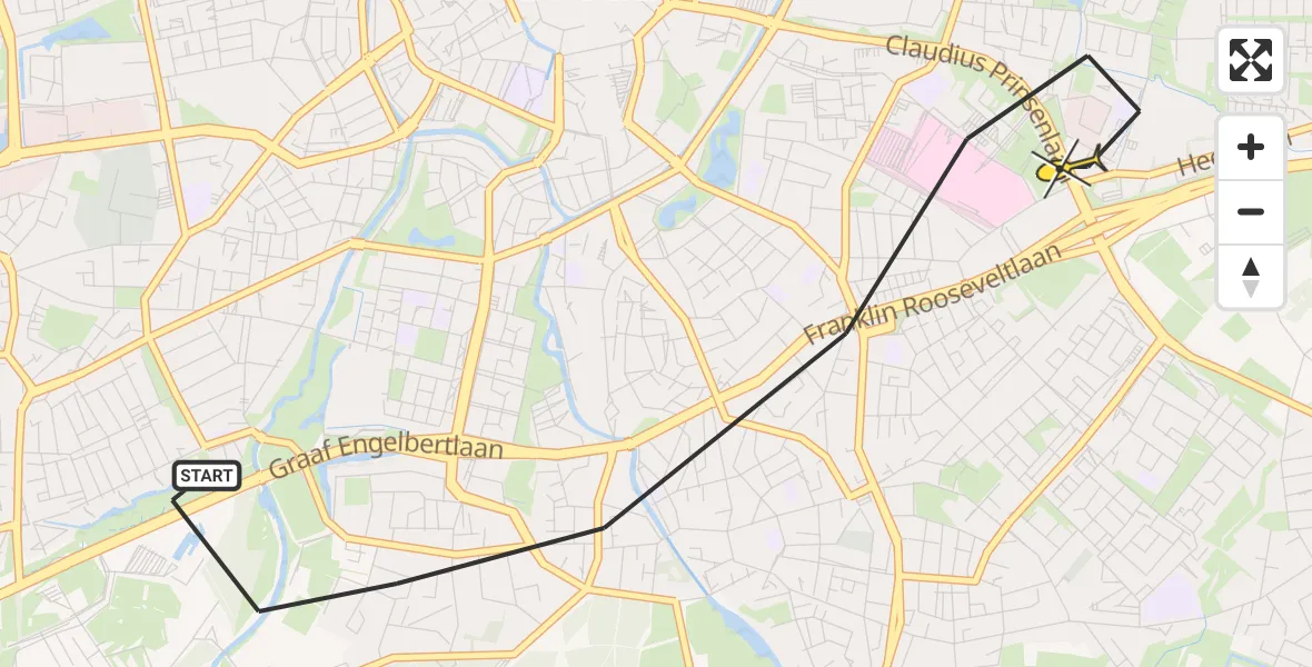 Routekaart van de vlucht: Lifeliner 2 naar Breda