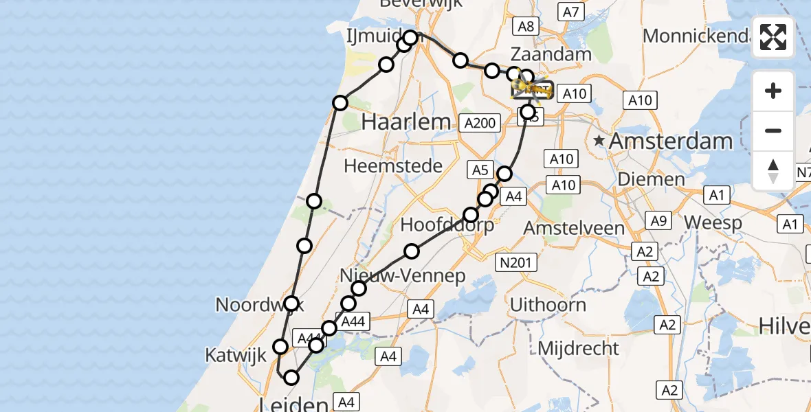 Vluchtroute Traumahelikopter Amsterdam Heliport - Amsterdam Heliport, 23 september 2023, 07:53