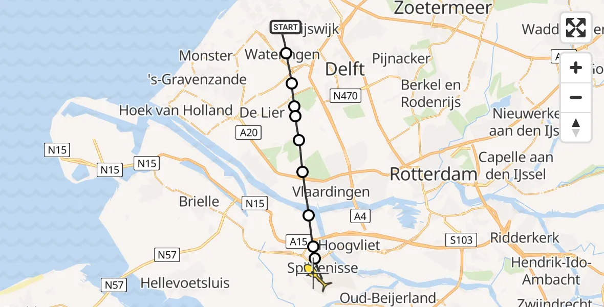 Routekaart van de vlucht: Lifeliner 2 naar Spijkenisse