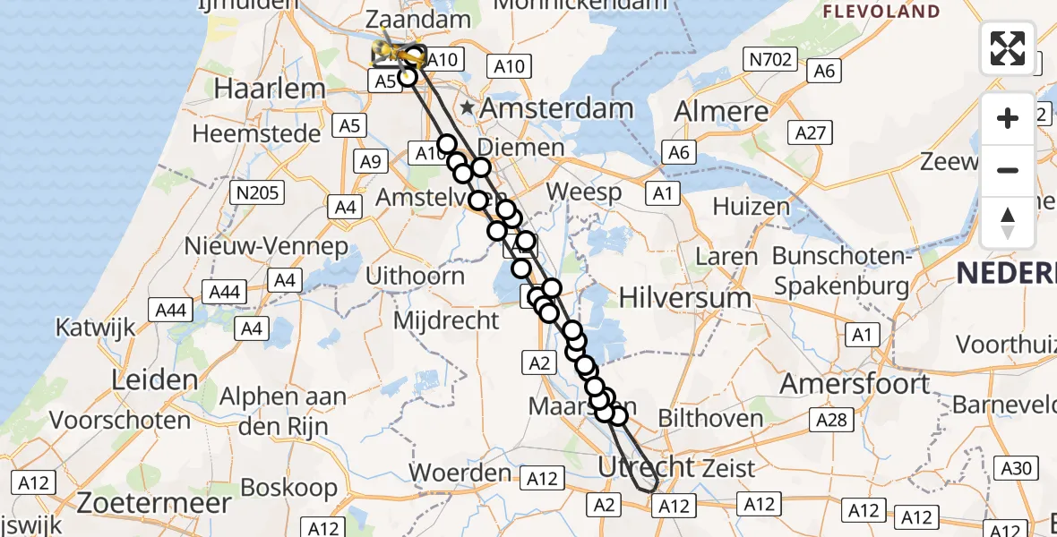 Vluchtroute Traumahelikopter Amsterdam Heliport - Amsterdam Heliport, 23 september 2023, 08:31
