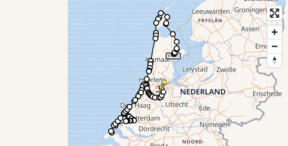 Routekaart van de vlucht: Politiehelikopter naar Amstelveen