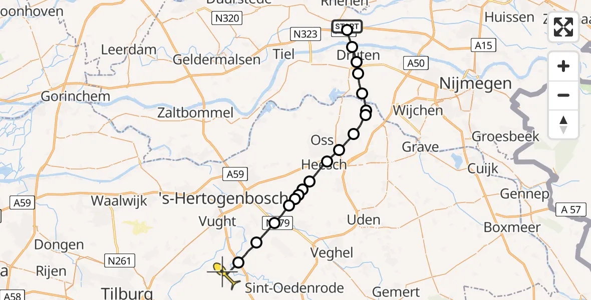 Routekaart van de vlucht: Lifeliner 3 naar Boxtel