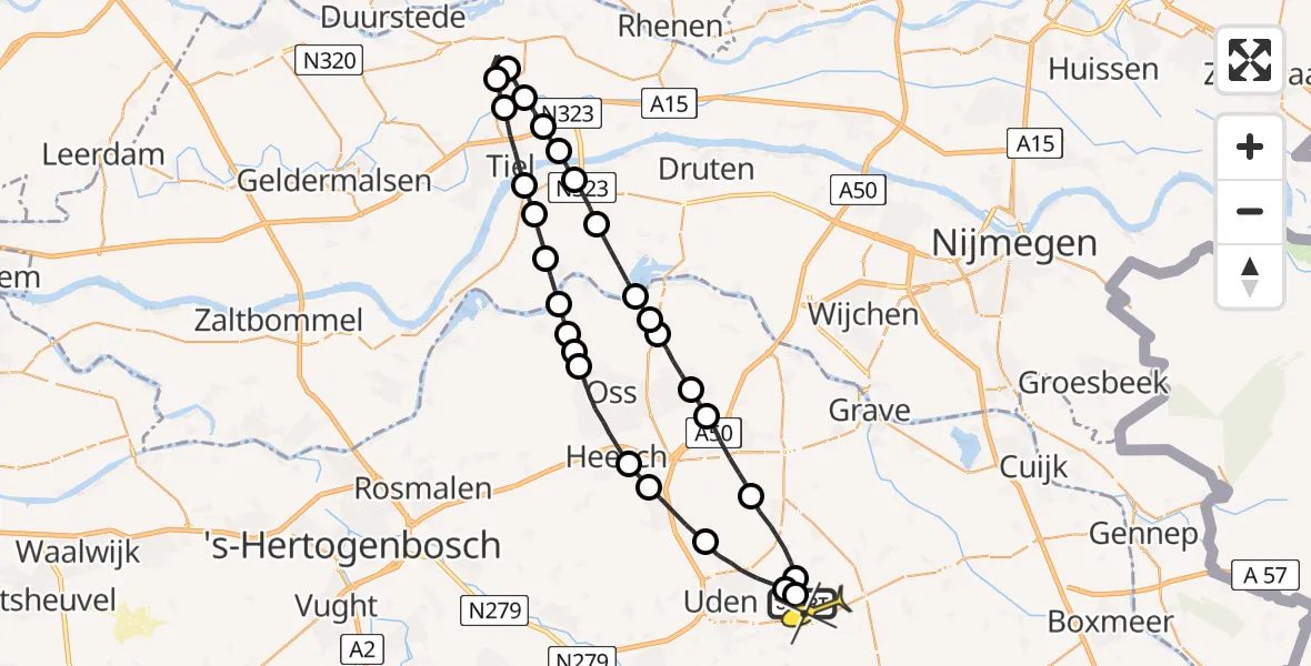 Routekaart van de vlucht: Lifeliner 3 naar Vliegbasis Volkel