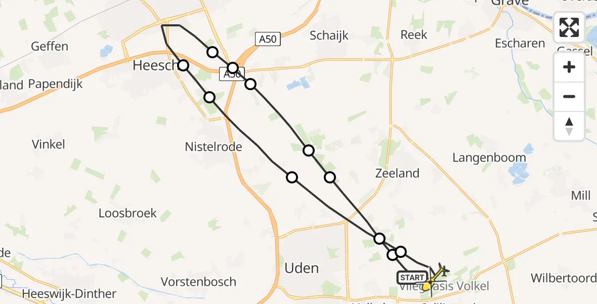 Routekaart van de vlucht: Lifeliner 3 naar Vliegbasis Volkel