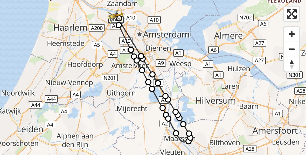 Vluchtroute Traumahelikopter Amsterdam Heliport - Amsterdam Heliport, 23 september 2023, 14:08