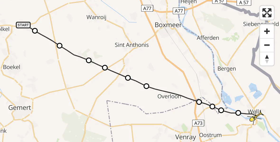 Routekaart van de vlucht: Lifeliner 3 naar Well