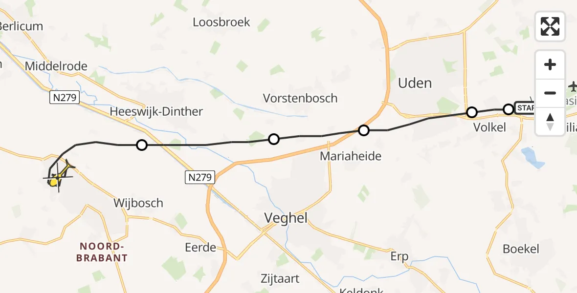 Routekaart van de vlucht: Lifeliner 3 naar Schijndel