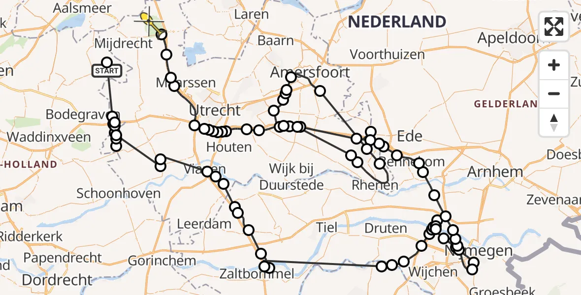Routekaart van de vlucht: Politiehelikopter naar Vinkeveen