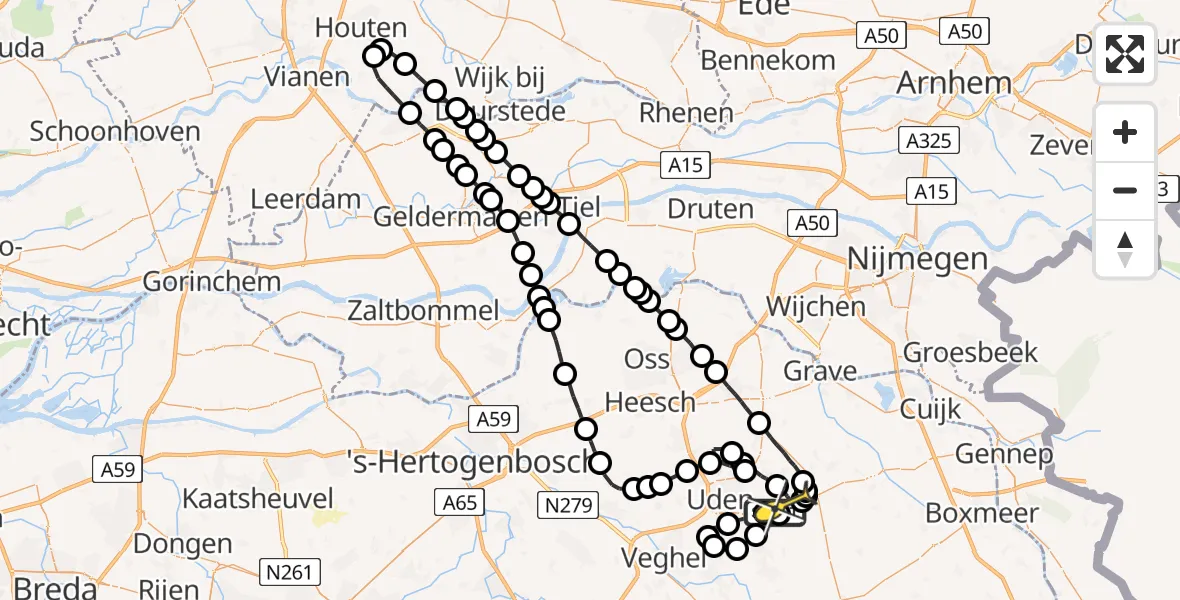 Routekaart van de vlucht: Lifeliner 3 naar Vliegbasis Volkel