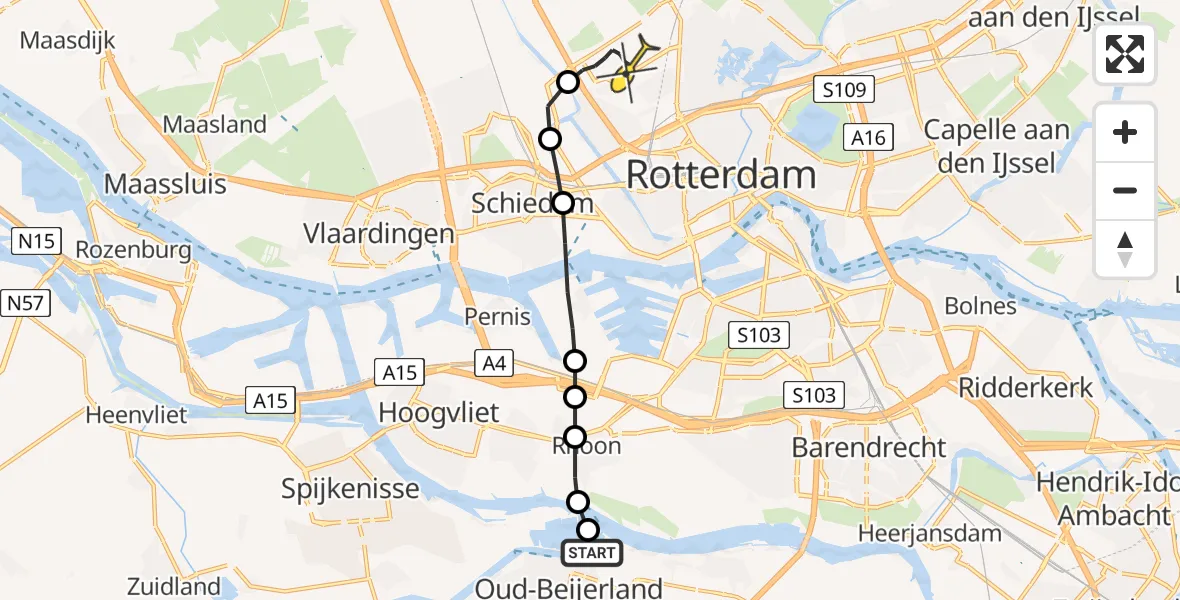 Routekaart van de vlucht: Lifeliner 2 naar Rotterdam The Hague Airport