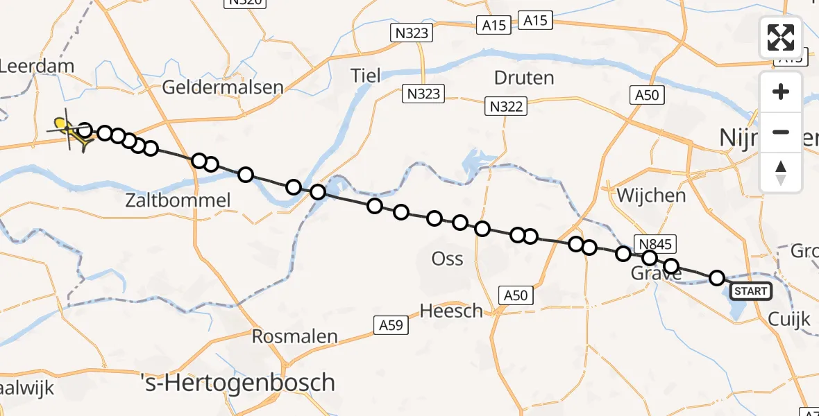 Routekaart van de vlucht: Lifeliner 3 naar Herwijnen