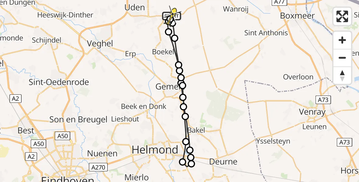 Routekaart van de vlucht: Lifeliner 3 naar Vliegbasis Volkel